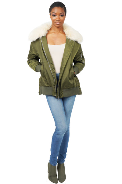 Fur lined bomber jacket womens sale