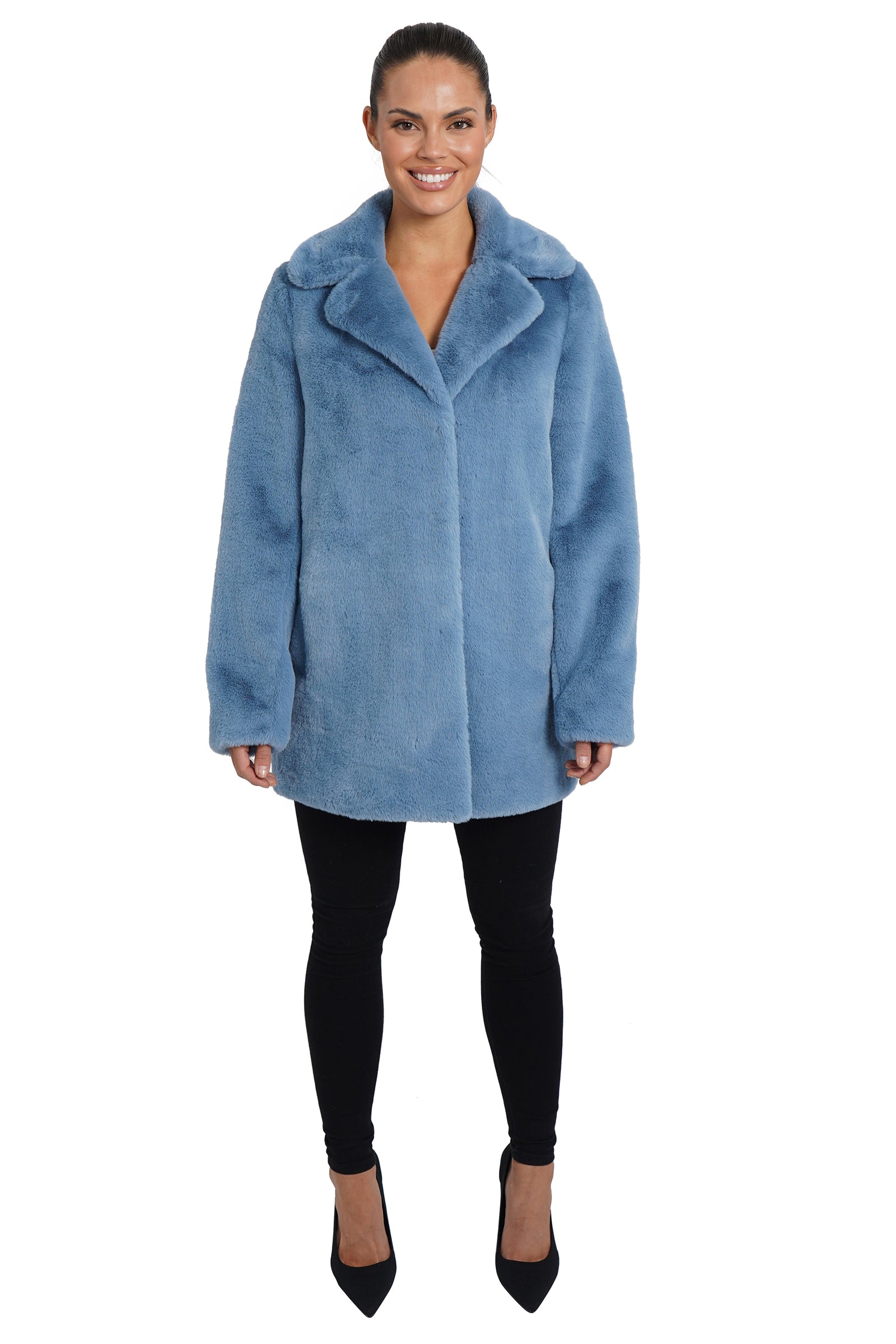 Calvin klein chevron faux fur coat best sale